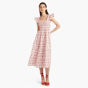 Hill House Pink Seashell and Mermaid Print Midi Dress